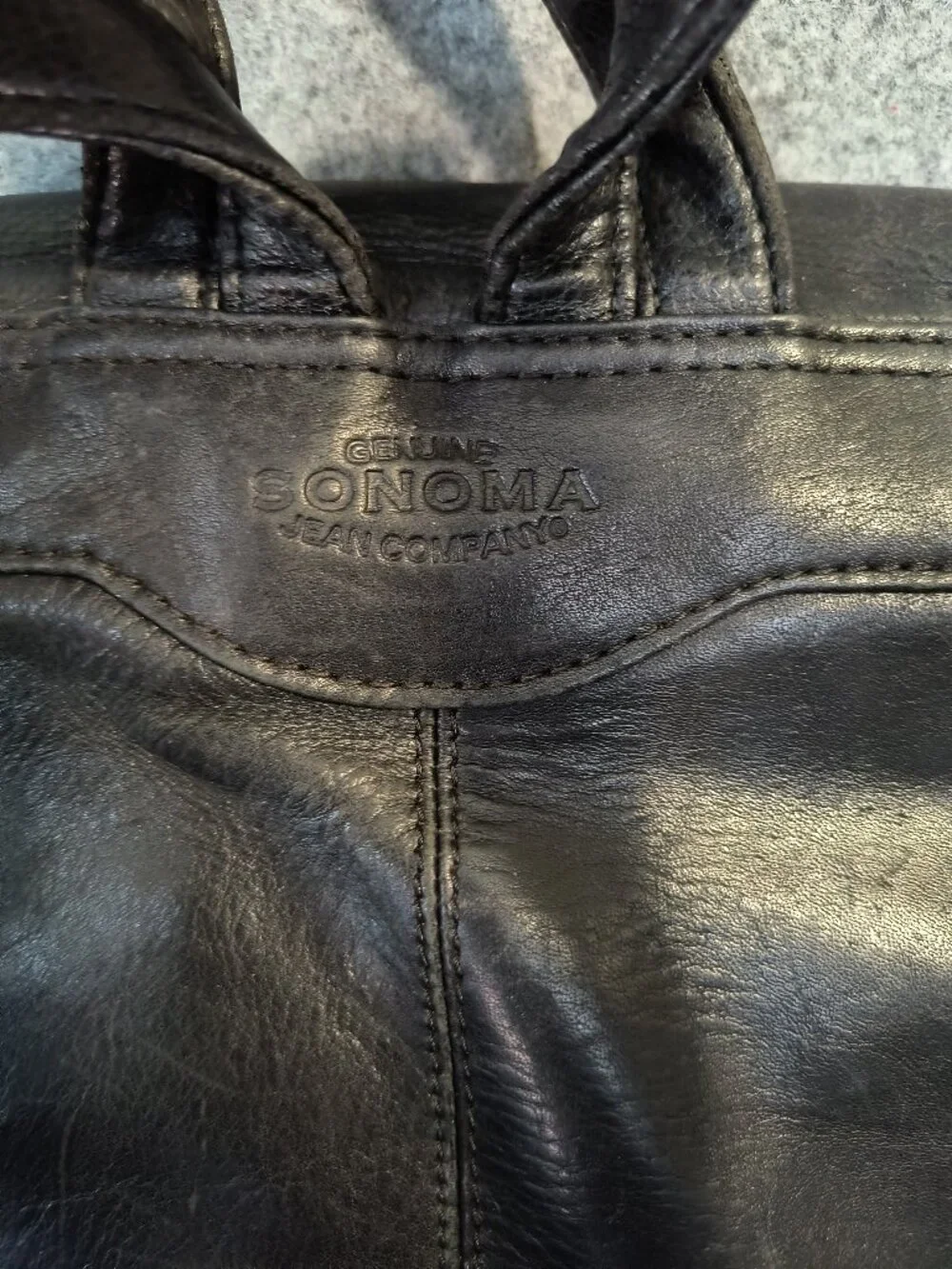 Sonoma Genuine Leather Backpack Purse Black Multi Pocket Adjustable Straps
